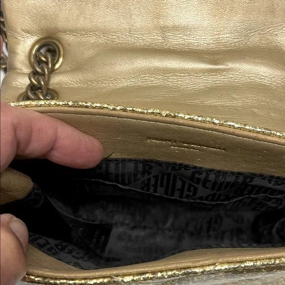 Kurt Geiger LIMITED EDITION- Gold Sparkle Mini Kensington 2-Way Bag EUC - Picture 14 of 17